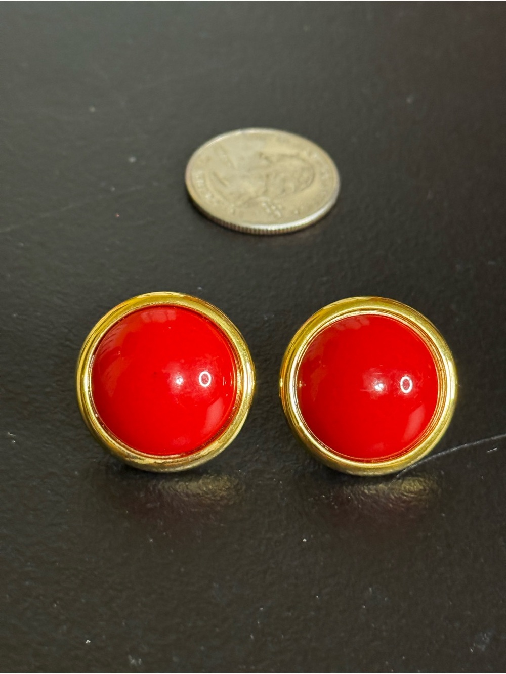 Napier Gold-Tone Red Dome Clip-On Earrings - Women's Fashion Jewelry
